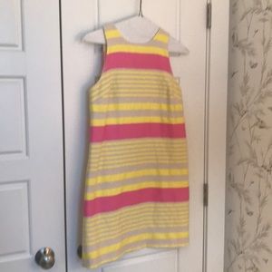 Pink and yellow shift dress from the Loft